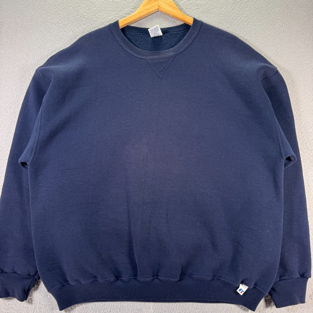 Vintage Russell Athletic Crewneck Sweatshirt Mens XL Navy Blue Pullover Y2K